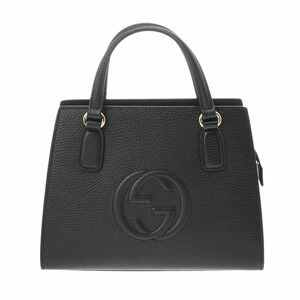GUCCI Soho Interlocking Bag Black Calfskin Handbag